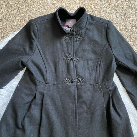 Forever 21 Black Wool Blend Coat Lined Womens Size Medium - Picture 8 of 13